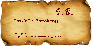 Istók Barakony névjegykártya